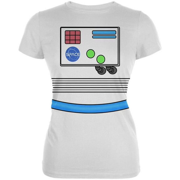 Halloween Astronaut Costume White In Space EVA Suit Juniors Soft T Shirt White X-LG