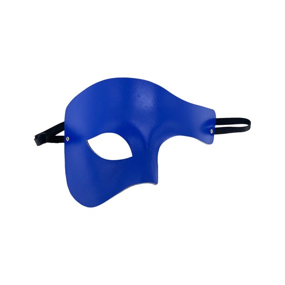 Halloween Asymmetrical Half-Face Mask, Matte Finish Masquerade Prop with Adjustable Elastic Strap (1 PC Mask) Blue One Size