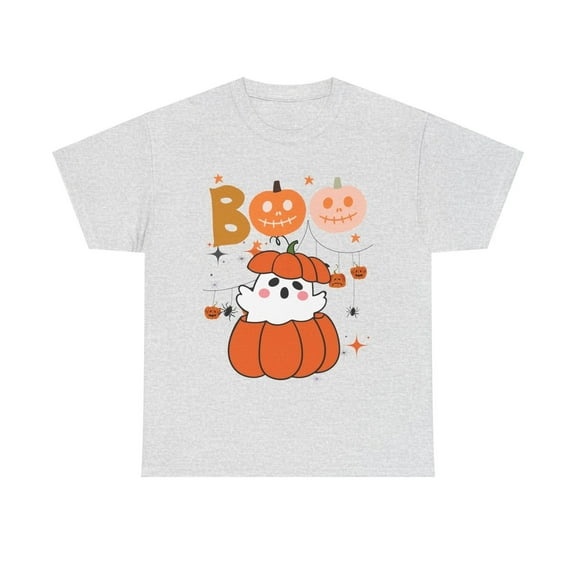 Halloween Autumn Boo Shirt Unisex Heavy Cotton Tee Ash Grey