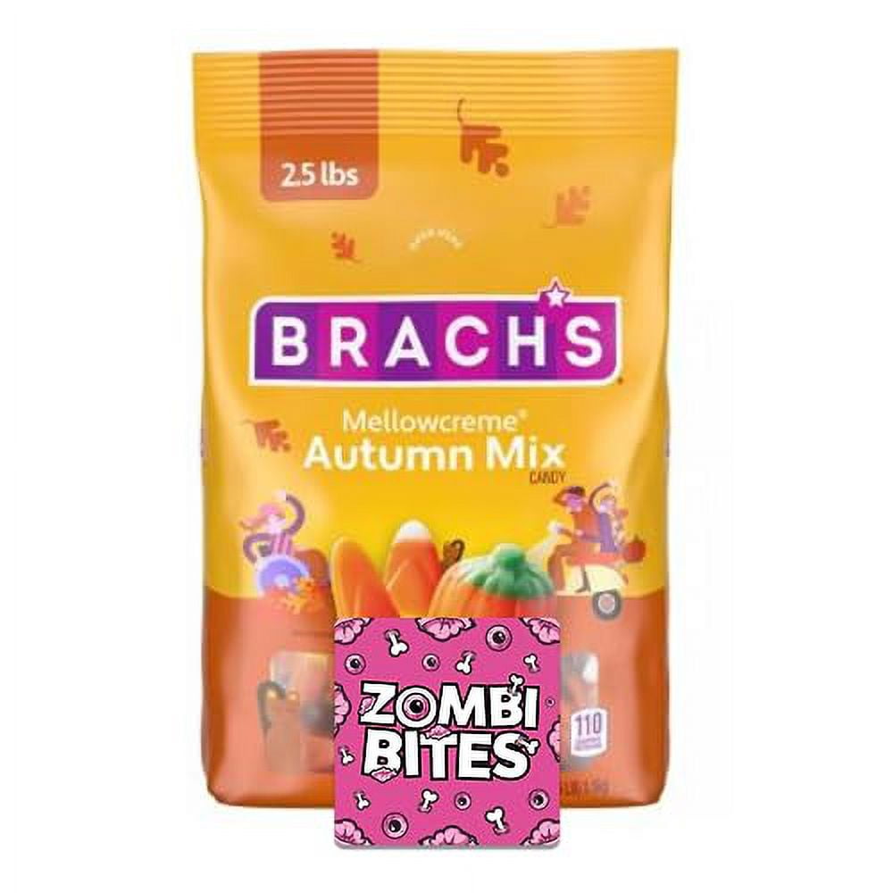 Halloween Autumn Candy Mix. Includes One-2.5 lb Gusset of Brach's  Mellowcreme Autumn Mix Candies. brachs autumn mix is the Perfect Fall Candy  and Halloween Candy. Comes with ZOMBIBITES Ref Magnet. 