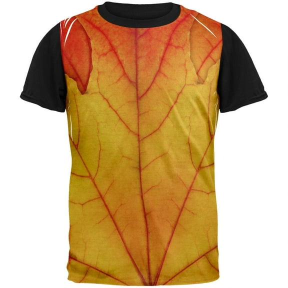 Halloween Autumn Fall Leaf Costume Adult Black Back T-Shirt - Small