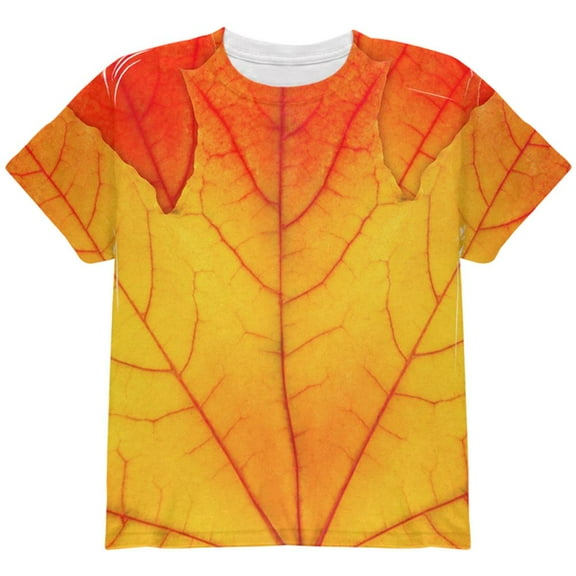 Halloween Autumn Fall Leaf Costume All Over Youth T Shirt Multi YMD