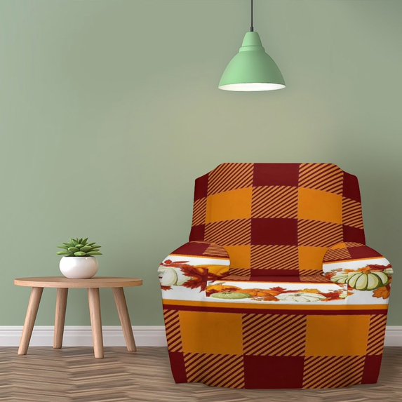 Halloween Autumn Fall Leaves Pumpkin Single Sofa Cover Simple Anti-Cat Scratch All-Inclusive Elastic Dust Cover Universal In All Seasons