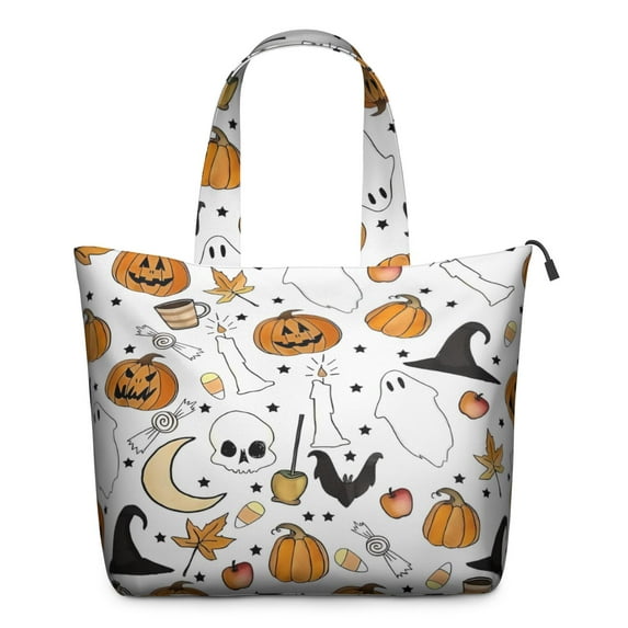 Halloween Autumn Halloween Elements Travel Tote Bags for Women Carry On,Large Weekender Bags for Women Travel,Multi Functional Duffle Bag for Work,Shopping,Sports