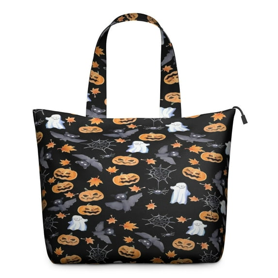 Halloween Autumn Pattern Travel Tote Bags for Women Carry On,Large Weekender Bags for Women Travel,Multi Functional Duffle Bag for Work,Shopping,Sports