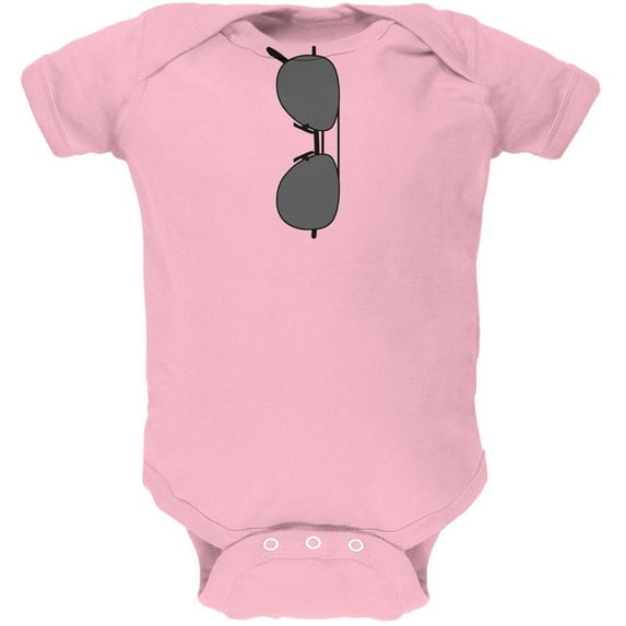 Halloween Aviator Sunglasses Cool Kid Costume Light Pink Soft Baby One Piece - 12-18 months