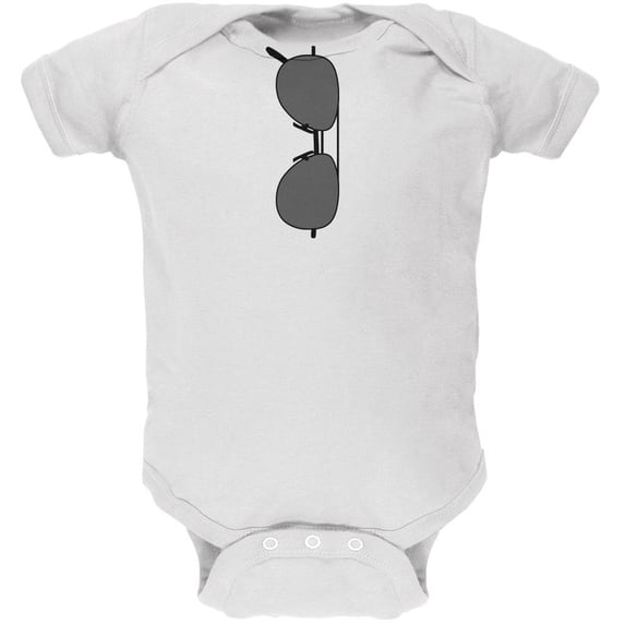 Halloween Aviator Sunglasses Cool Kid Costume White Soft Baby One Piece - 3-6 months