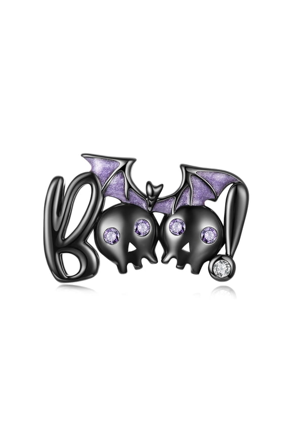 Halloween BOO Charm, Genuine 925 Sterling Silver Charm, Compatible with Most Charm Bracelet