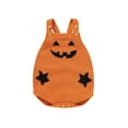 thumbnail image 1 of Halloween Baby Boy Girl Clothes Pumpkin Sleeveless Knit Overalls Romper Suspenders Jumpsuit Cute Fall Outfits, 1 of 8
