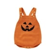 thumbnail image 1 of Halloween Baby Boy Girl Clothes Pumpkin Sleeveless Knit Overalls Romper Suspenders Jumpsuit Cute Fall Outfits, 1 of 8