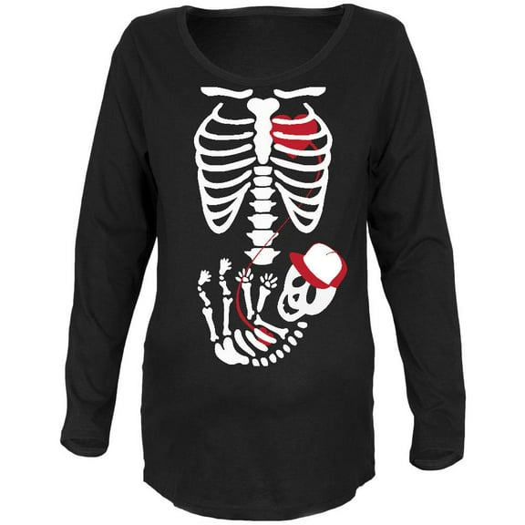 Halloween Baby Boy Skeleton Black Maternity Soft Long Sleeve T-Shirt - 2X-Large