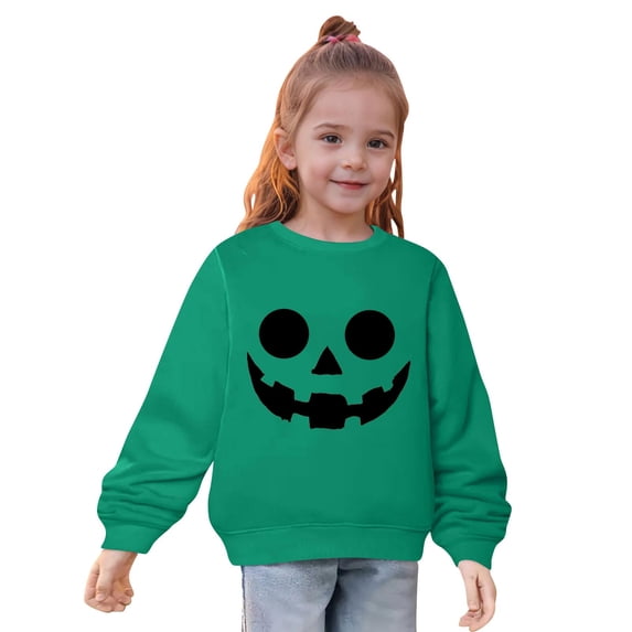 Halloween Baby Clothes Toddler Girl Boy Pumpkin Sweatshirt Crewneck Sweater Long Sleeve Pullover Fall Outfits Green 7 Years