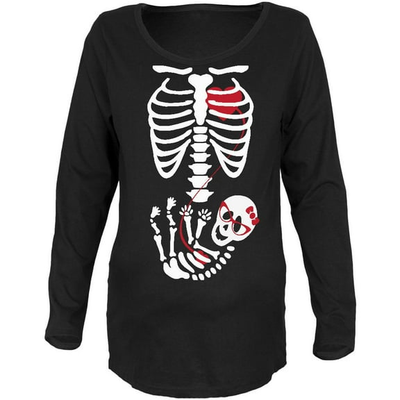 Halloween Baby Geek Girl Glasses Skeleton Black Maternity Soft Long Sleeve T-Shirt - Small