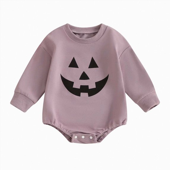 Halloween Baby Girl Boy Clothes Pumpkin Print Sweatshirt Romper Infant Long Sleeve One Piece Romper Fall Outfits