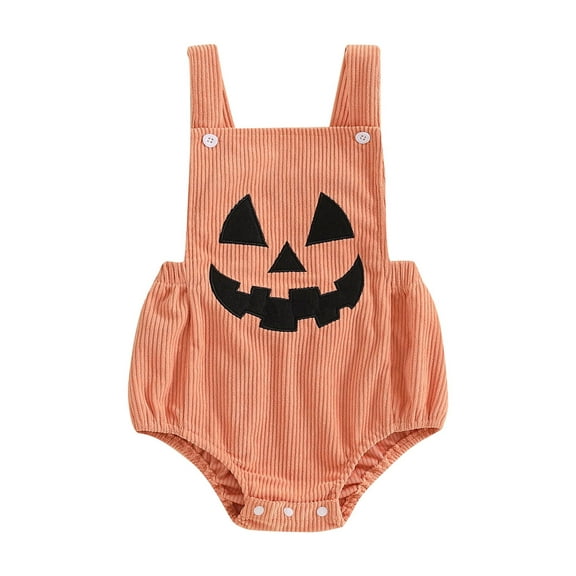 Halloween Baby Girl Boy Outfit Newborn Pumpkin Ghost Overalls Romper Sleeveless Jumpsuit Cute Fall Unisex Clothes