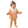 thumbnail image 1 of Halloween Baby Girl Outfits Pumpkin Bubble Romper Thanksgiving Smocked Clothes Checkered Bodysuit, 1 of 9
