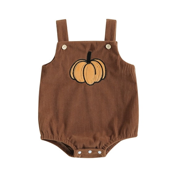 Halloween Baby Girls Boys Outfits Pumpkin/Ghost Corduroy Overalls Rompers Sleeveless Straps Jumpsuits Fall Winter Clothes
