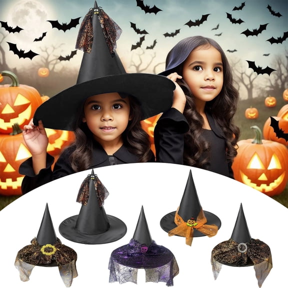 Baby Hats Decorative Props Roleplay Headdress Bow Caps Wizard Hat Toddler Hat Black One Size
