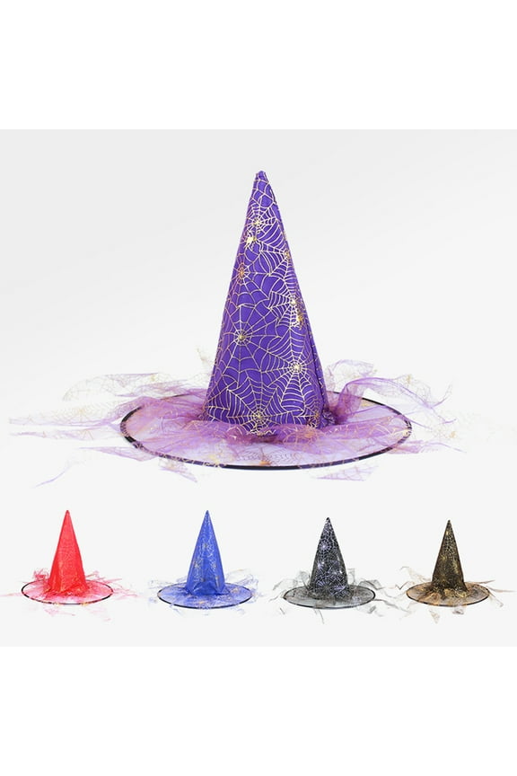 Halloween Baby Hats Decorative Props Roleplay Headdress Bow Caps Wizard HatToddler Hat Purple One Size