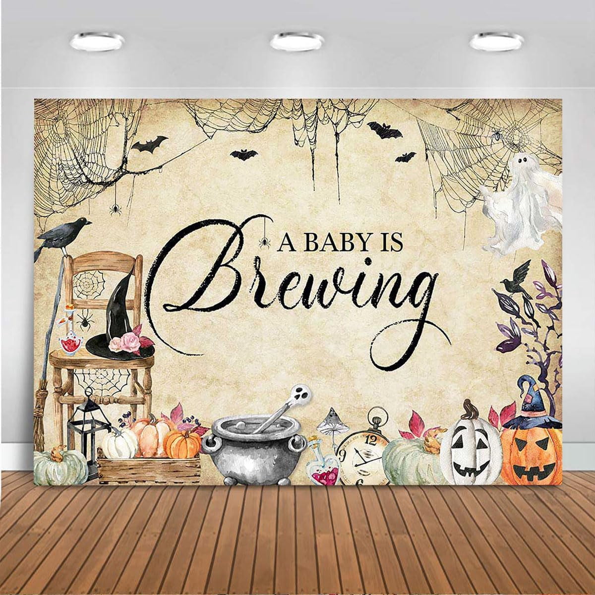 Halloween Little Boo Custom Name Baby Shower Backdrop