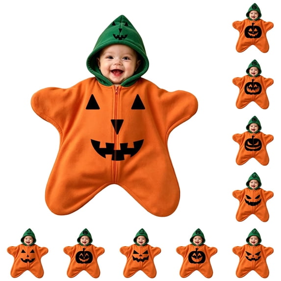 Halloween Baby Star Suit,Hooded Star Outfit Jumpsuits Cute Photo Prop Wrap for Pictures Nursery Display Baby Shower Gift Orange