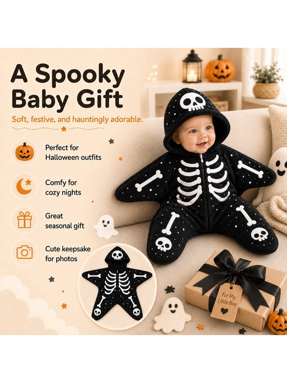 Halloween Baby Starfish Onesie, Cozy Star Swaddle Bag, Soft One Piece Romper, Fall Winter Warm Outfits