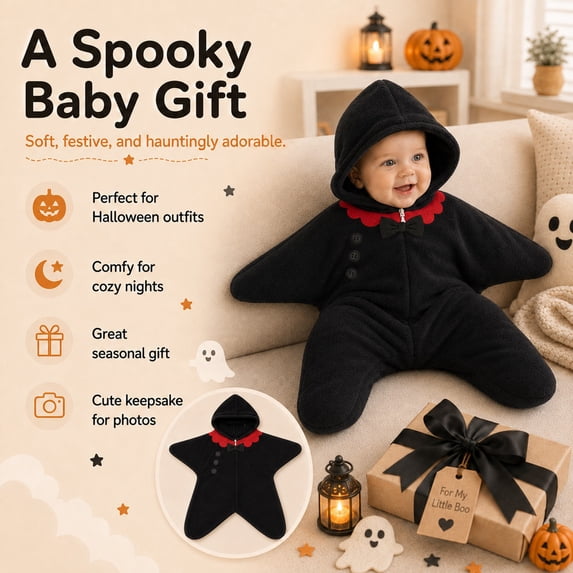 Halloween Baby Starfish Onesie, Cozy Star Swaddle Bag, Soft One Piece Romper, Fall Winter Warm Outfits