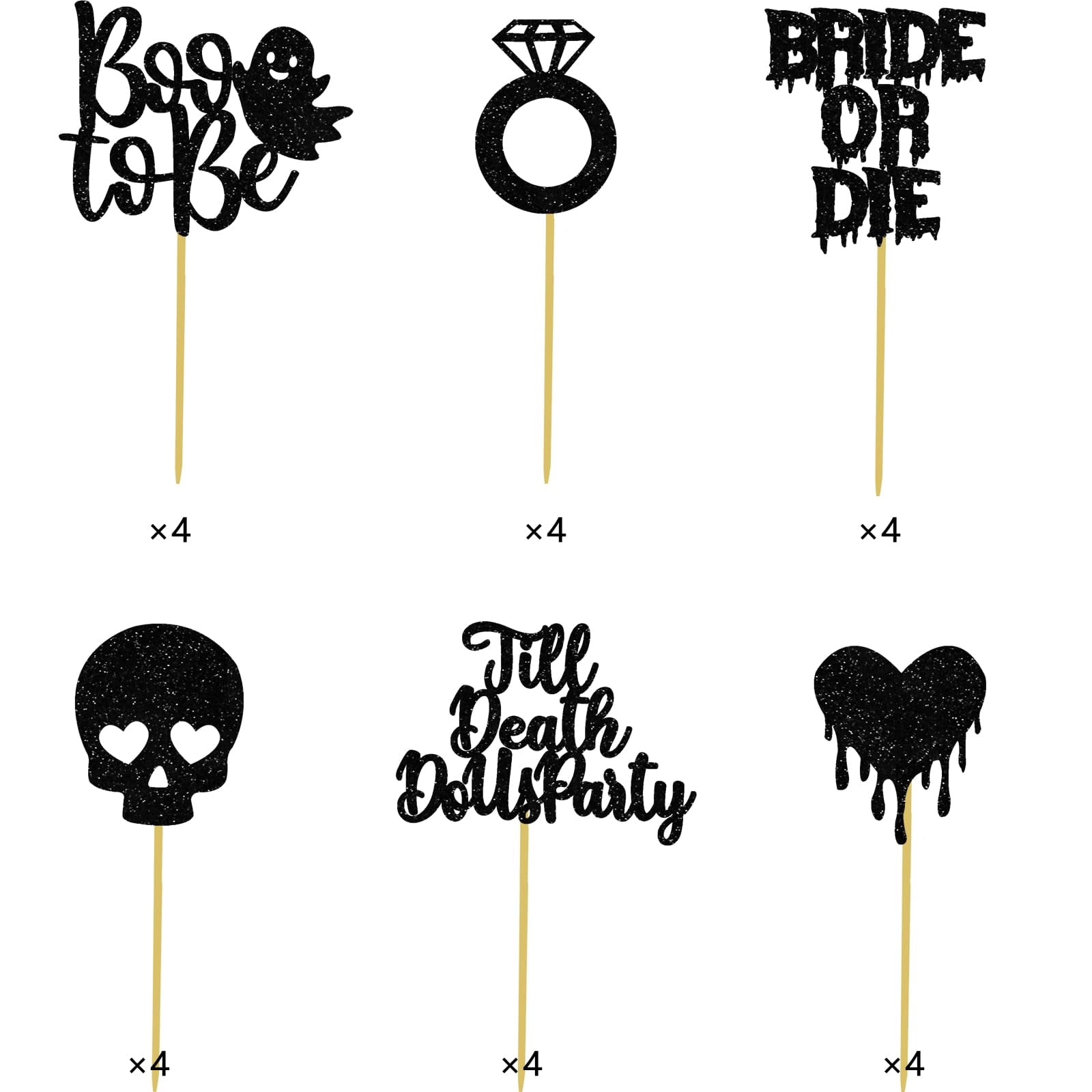 24 Pcs Bride Or Die Bachelorette Cupcake Toppers – Halloween & Til Death Do Us Party Decorations