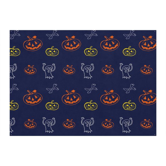 Halloween Background 8x6ft - Retro Horror Pattern with Skeleton and Black Cat