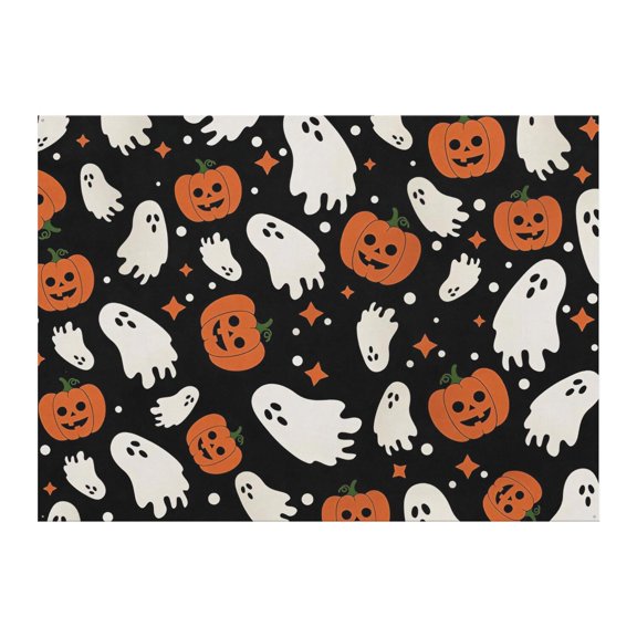Halloween Background 8x6ft - Retro Horror Pattern with Skeleton and Black Cat