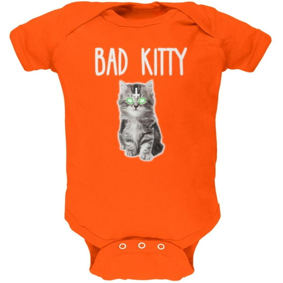 Halloween Bad Kitty Cat Ghost Soft Baby One Piece Orange 24 Month