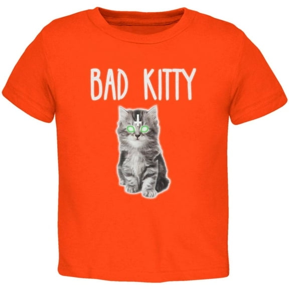 Halloween Bad Kitty Cat Ghost Toddler T Shirt Orange 4T