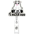 thumbnail image 1 of Halloween Badge Reel Retractable Cute Fall Ghost Cow Acrylic Alligator Clip Halloween Badge Clip ID Card Badge Holder for Nurse Work Teacher RN Office Staff Student$$Office, 1 of 6