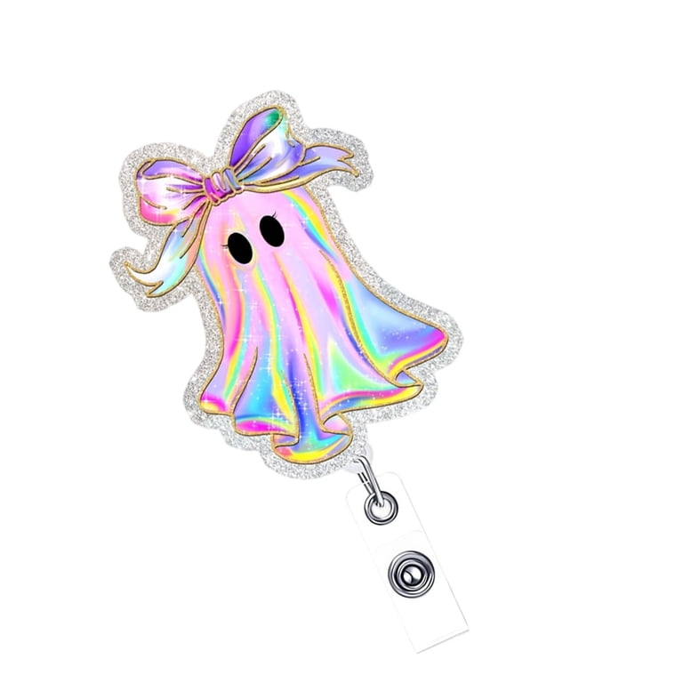 Halloween Ghost Pumpkin Badge Reel For Nurses & Teachers - Retractable ID Holder With Interchangeable Design