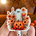 thumbnail image 1 of Halloween Badge reel - Ghost badge reel Retractable badge - Glitter badge topper - ID holder - Spooky Cute ghost - Nurse, 1 of 2