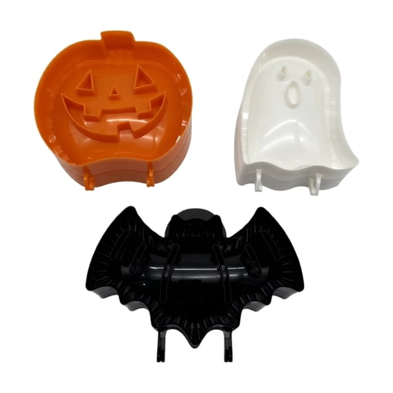 Halloween Baking Molds with Pumpkin Ghost Bat Design, Plastic Cookie Cutters for Student Baking, Holiday Party Set 3 Pcs