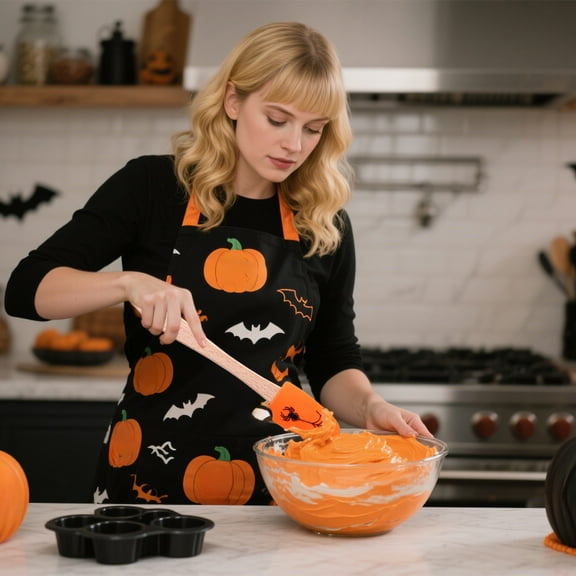 Halloween Baking Scraper,Silicone Cake Decorating Tool with Festive Patterns,Mixing Spatula for Cookies Cupcakes,Dishwasher Safe