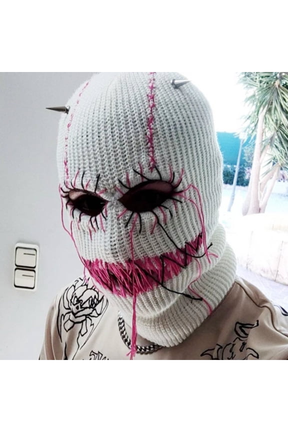 Halloween Balaclava Face Mask - Handmade Knit Beanie With Hooded Design For Costume Parties & Festivals