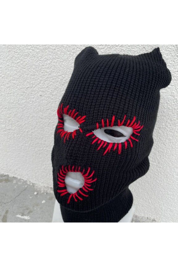 Halloween Balaclava Face Mask - Handmade Knit Beanie With Hooded Design For Costume Parties & Festivals