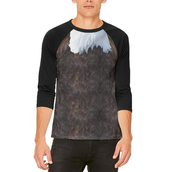 Halloween Bald Eagle Costume Mens Raglan T Shirt White-Black MD