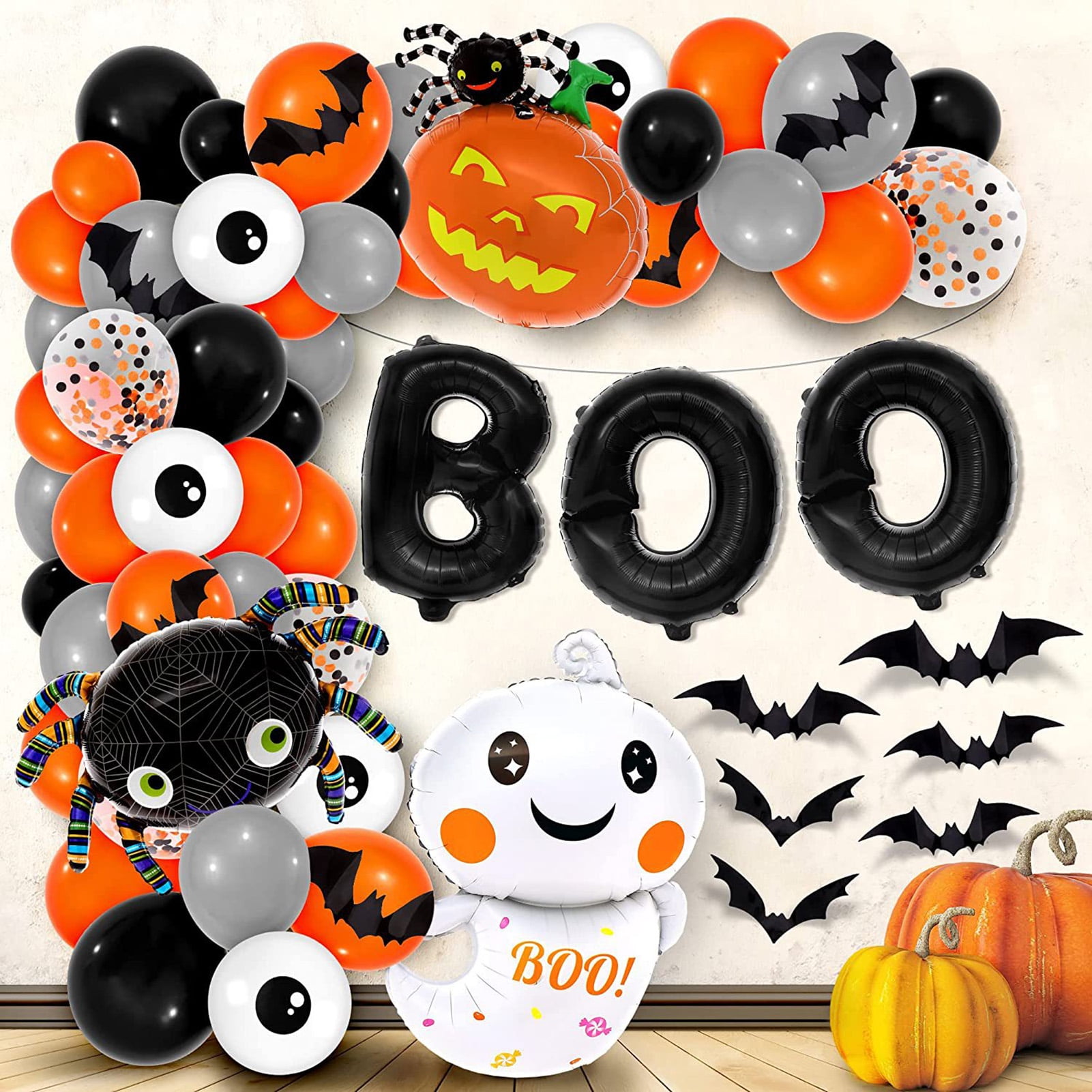 Halloween Balloon Arch Kit 144 Pcs Ghost Spider Pumpkin Balloons Latex