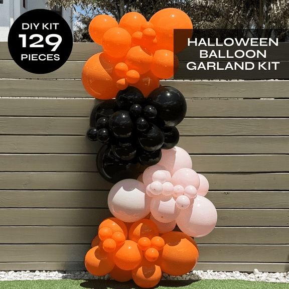 Pop Up - Halloween Balloon Garland Kit - Pastel Pink & Orange 8ft - Professional Grade Latex Balloons