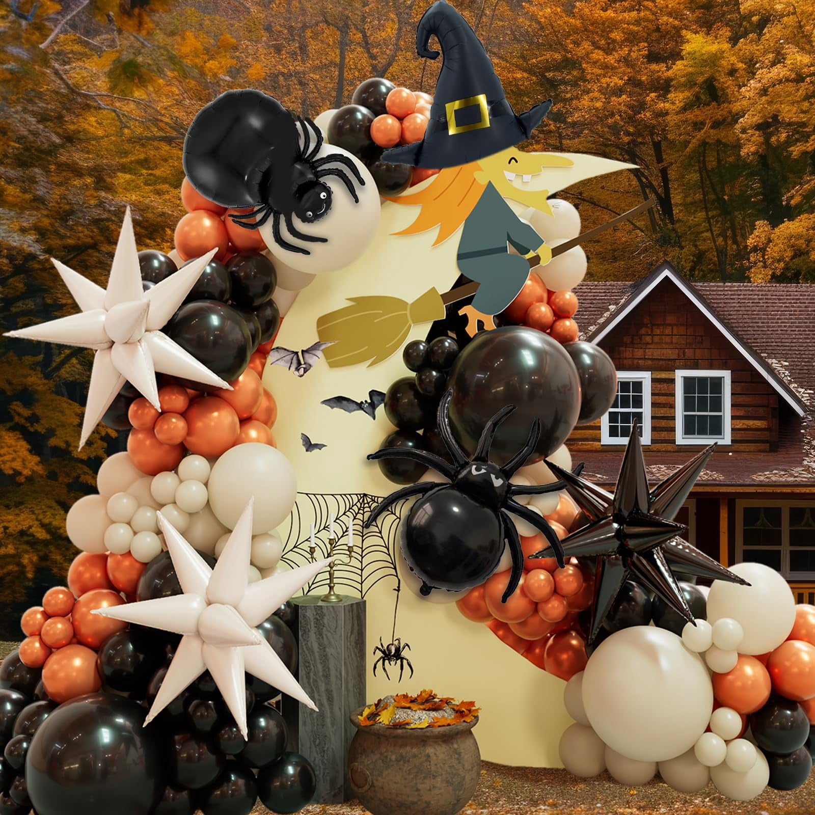 Halloween Balloon Garland PriNst Arch Kit with Spider Witch Hat Shaped ...