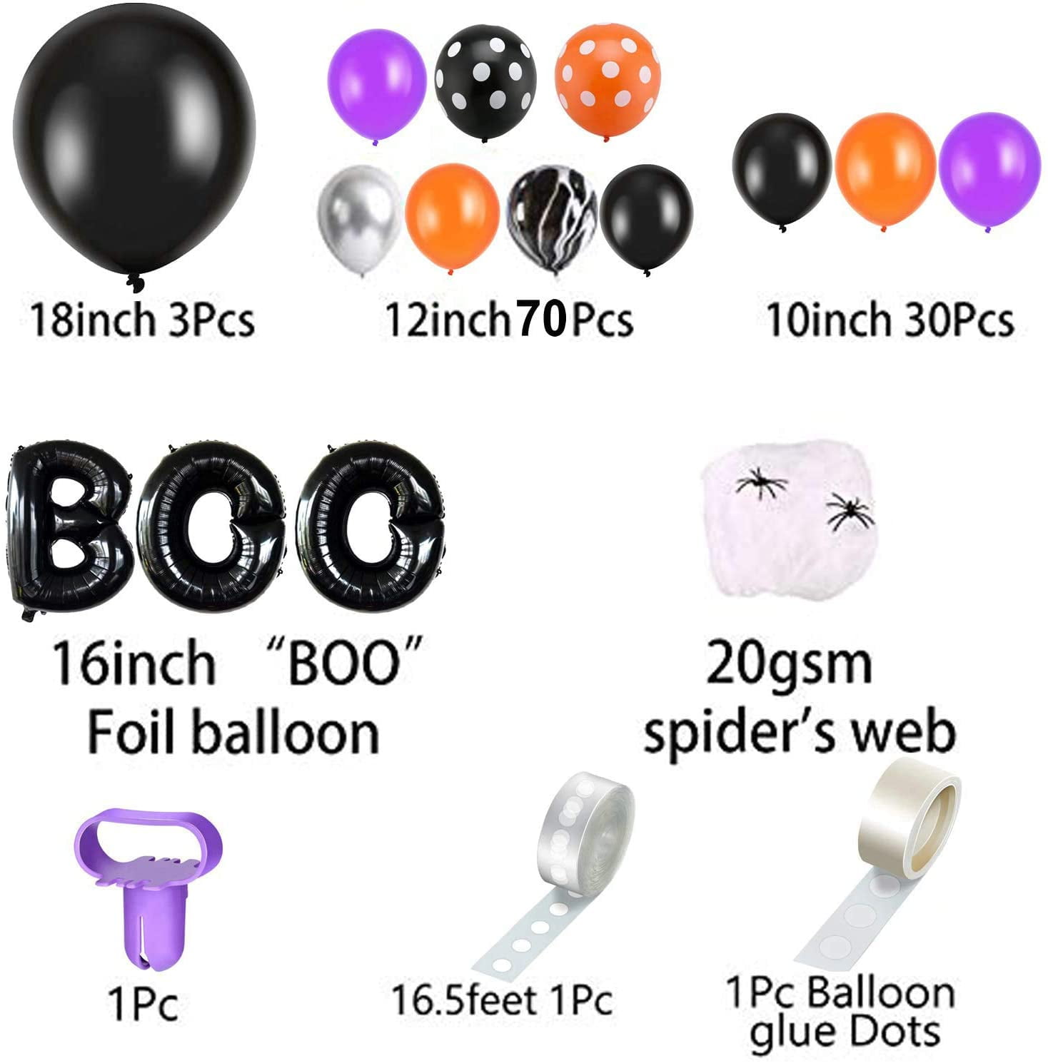 Zorpia Halloween Balloons Garland DIY Kit - 100+ Balloons, Spider Webs, & Supplies For Halloween & Birthday Party Decor Arch - View #4