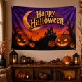 thumbnail image 1 of Halloween Banner Decorations 71in × 45in, Large Seasonal Outdoor Backdrop | Single-Sided Polyester with 4 Corner Grommets for Porch, Wall, Garage, Yard, Party and Haunted House Decor, 1 of 7