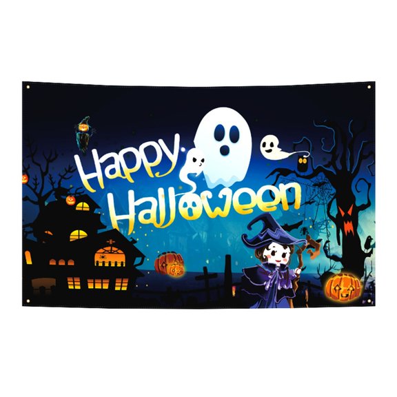 Halloween Banner for Party Photography Wall Hanging, Gothic Scene Background, Durable Wrinkle-Resistant Polyester, Perfect for Photo Booth Setups Party Backdrops and Window Displays Indoor Use