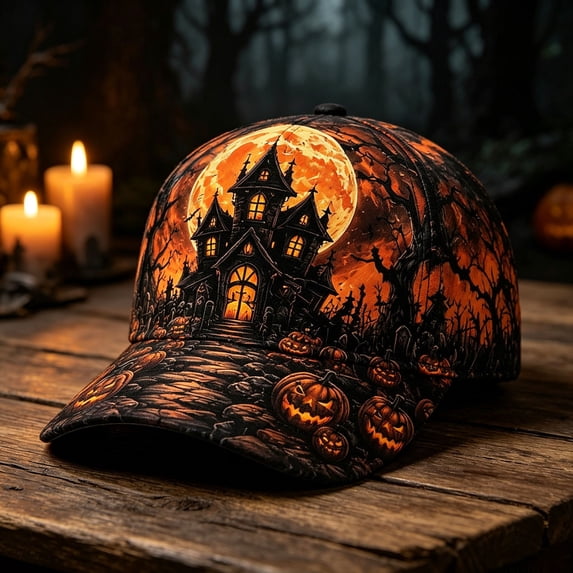 Halloween Baseball Cap Hkoxplj Vintage Retro Pumpkin Print Adjustable Breathable Hat Fall Holiday Costume for Party Trick or Treat Camping Photo Shoot Daily Wear Unisex Structured Hat Cap