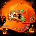 thumbnail image 1 of Halloween Baseball Cap Hkoxplj Vintage Retro Pumpkin Print Adjustable Breathable Hat Fall Holiday Costume for Party Trick or Treat Camping Photo Shoot Daily Wear Unisex Structured Hat Cap, 1 of 3