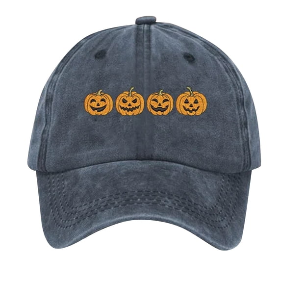 Halloween Baseball Cap LSQii Fashion Cute Pumpkin Embroidered Halloween Baseball Cap for Women Men Holiday Party Dress Up Fanny Gift Multiple Colors Available ,Blue