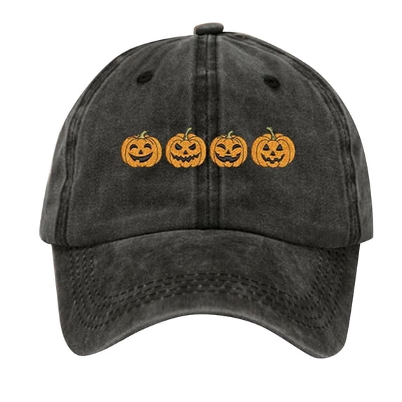 Halloween Baseball Cap LSQii Fashion Cute Pumpkin Embroidered Halloween Baseball Cap for Women Men Holiday Party Dress Up Fanny Gift Multiple Colors Available ,Black